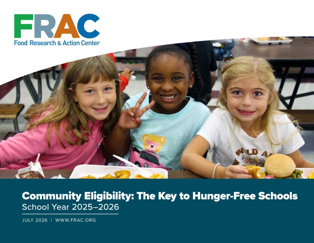 Cover image of FRAC's 2026 CEP Report showing three young girls smiling at camera at lunch time