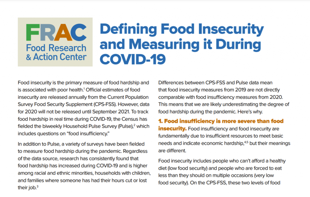 Food Insufficiency During COVID-19 - Food Research & Action Center