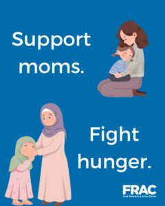 Graphic that shows two mother-daughter pairs next the words, "Support Moms. Fight Hunger."