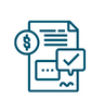 Icon of application document with money symbol and checkmark